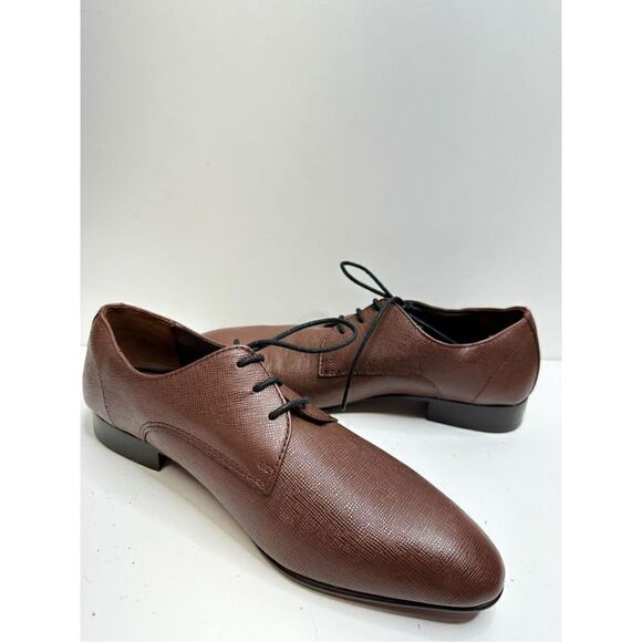 BP Dress Shoes Mens Size 9 Brown Leather Derby Textured Plain Toe Shoe NEW - Picture 3 of 11